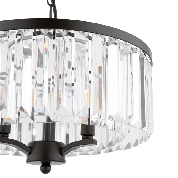 (image for) Laura Ashley Elkwood 3 Light Pendant Crystal and Black